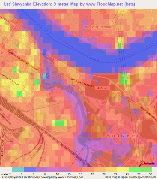 Ust'-Slavyanka,Russia Elevation Map