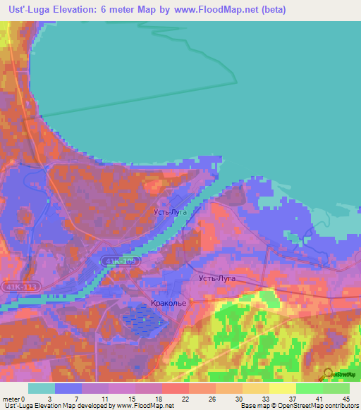 Ust'-Luga,Russia Elevation Map