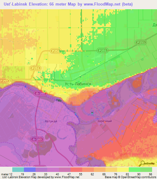 Ust'-Labinsk,Russia Elevation Map