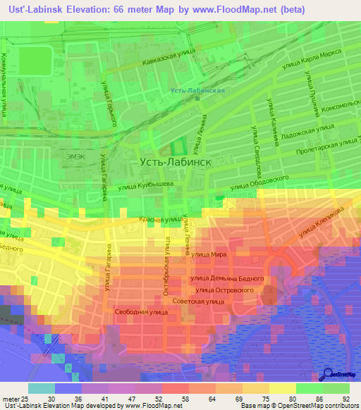 Ust'-Labinsk,Russia Elevation Map