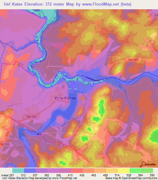 Ust'-Katav,Russia Elevation Map