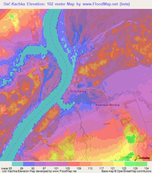 Ust'-Kachka,Russia Elevation Map