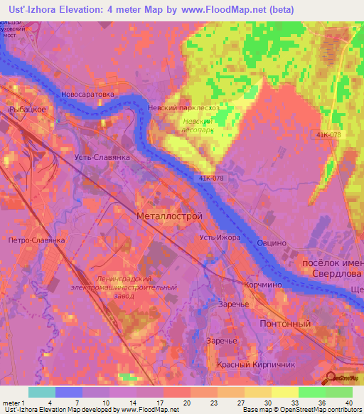 Ust'-Izhora,Russia Elevation Map