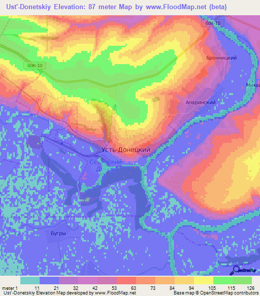 Ust'-Donetskiy,Russia Elevation Map