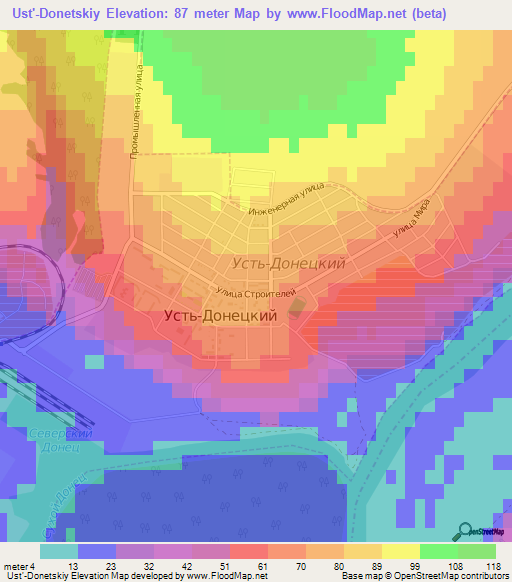 Ust'-Donetskiy,Russia Elevation Map