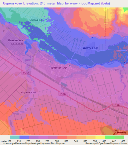 Uspenskoye,Russia Elevation Map