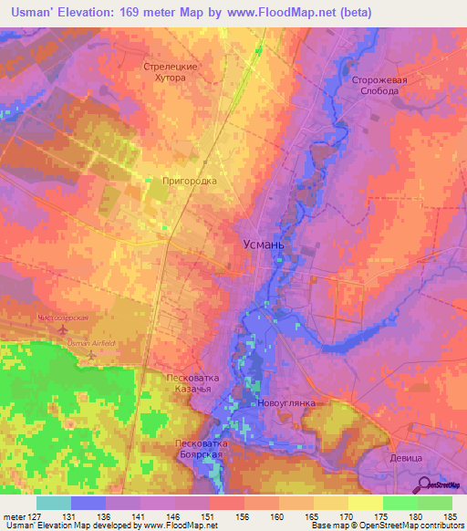 Usman',Russia Elevation Map