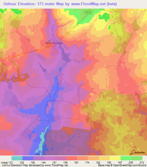 Ushnur,Russia Elevation Map