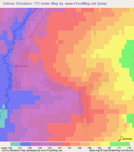 Ushnur,Russia Elevation Map