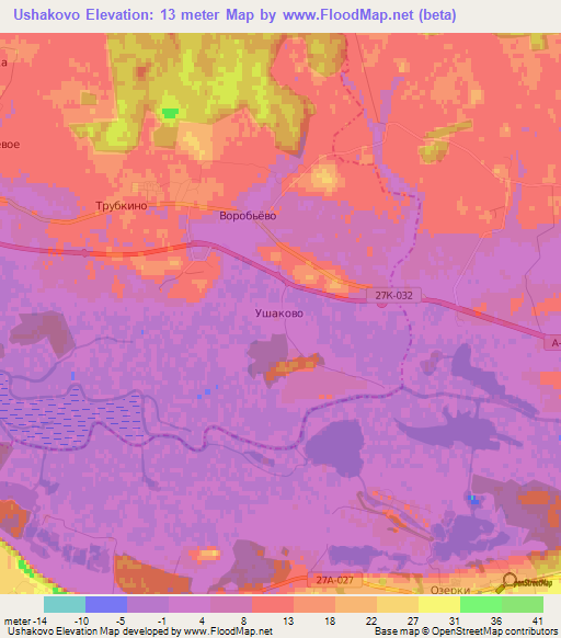 Ushakovo,Russia Elevation Map