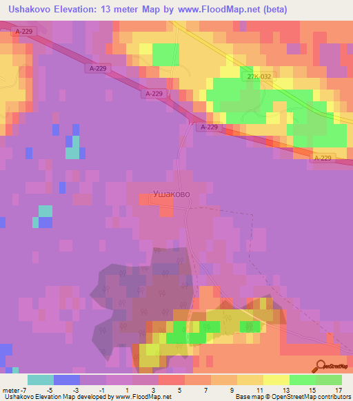 Ushakovo,Russia Elevation Map