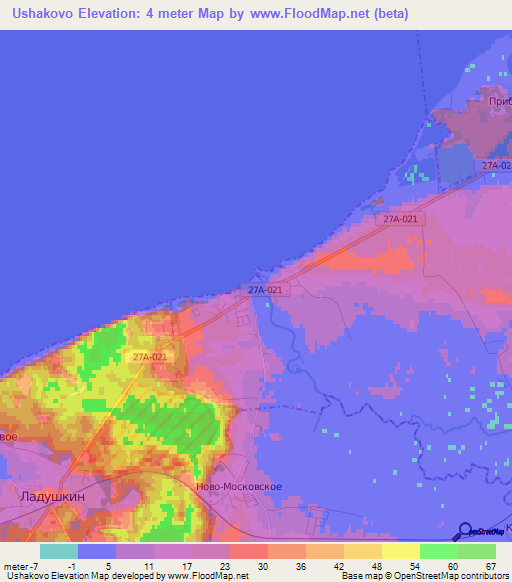 Ushakovo,Russia Elevation Map