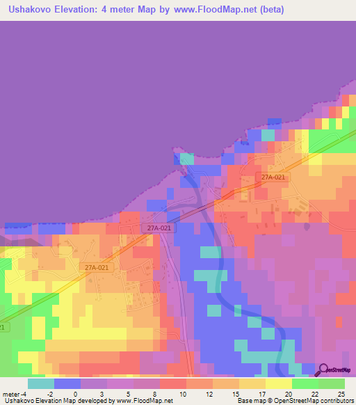 Ushakovo,Russia Elevation Map