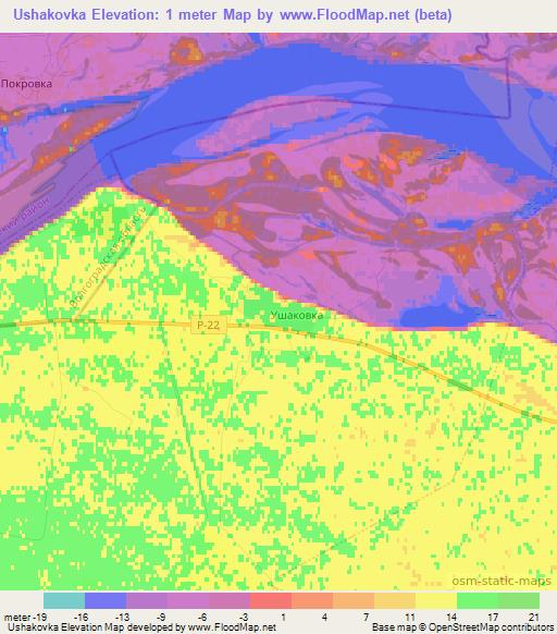 Ushakovka,Russia Elevation Map