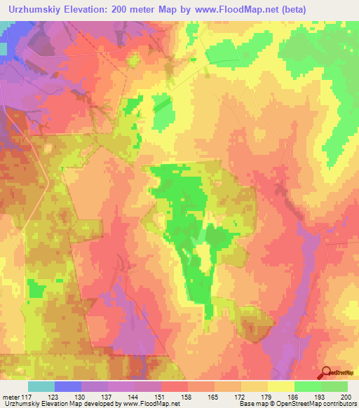 Urzhumskiy,Russia Elevation Map