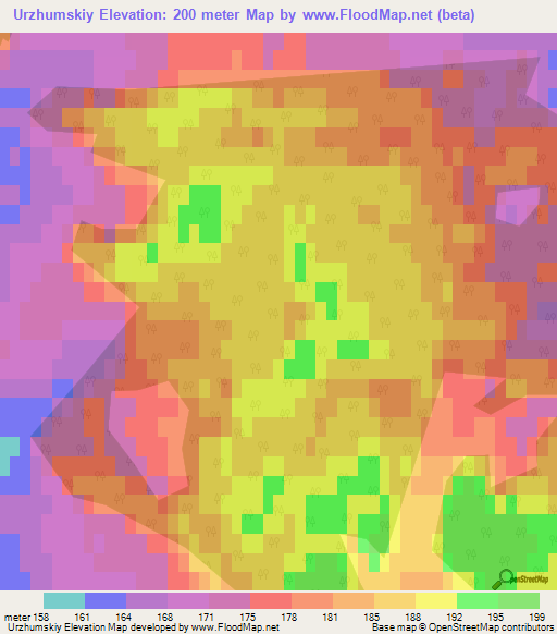 Urzhumskiy,Russia Elevation Map