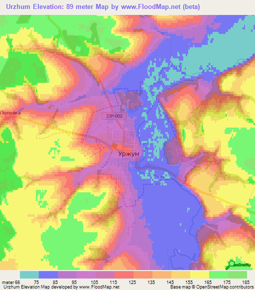 Urzhum,Russia Elevation Map