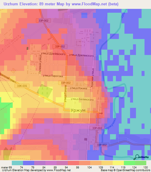 Urzhum,Russia Elevation Map