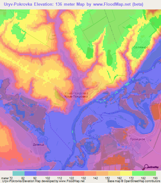 Uryv-Pokrovka,Russia Elevation Map