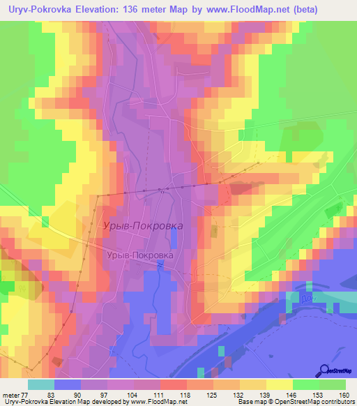 Uryv-Pokrovka,Russia Elevation Map