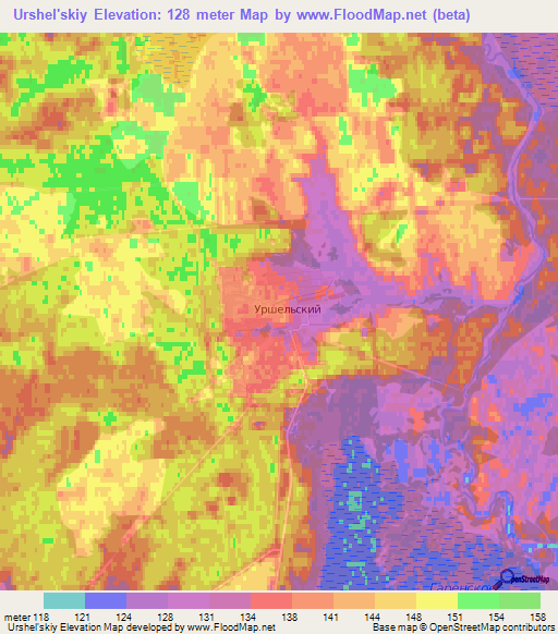 Urshel'skiy,Russia Elevation Map