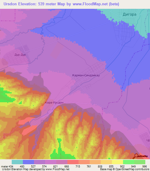 Ursdon,Russia Elevation Map