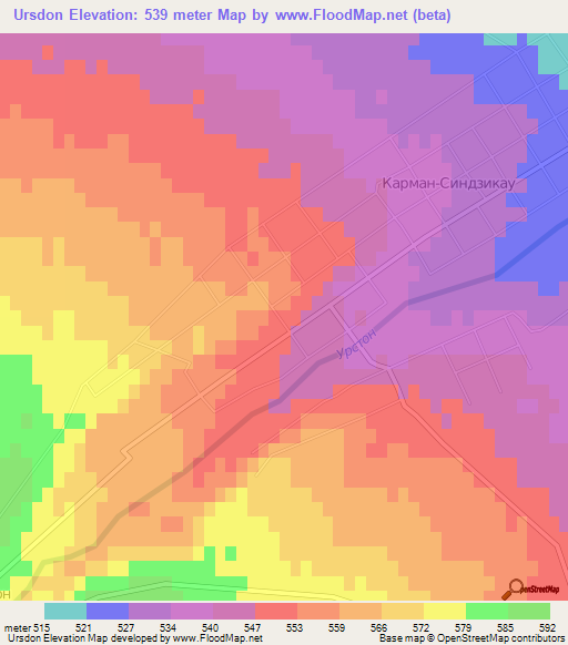 Ursdon,Russia Elevation Map