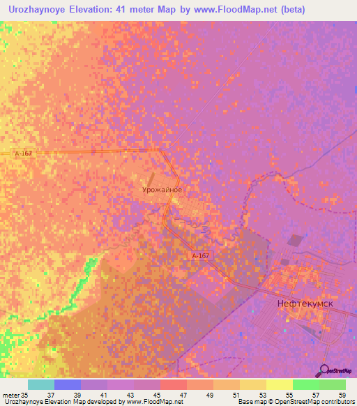 Urozhaynoye,Russia Elevation Map