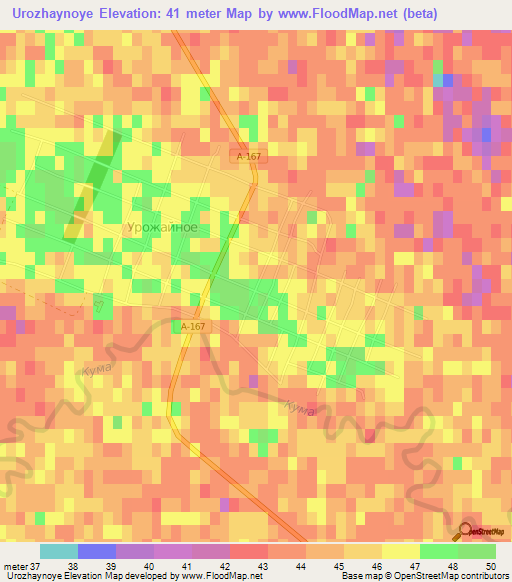 Urozhaynoye,Russia Elevation Map