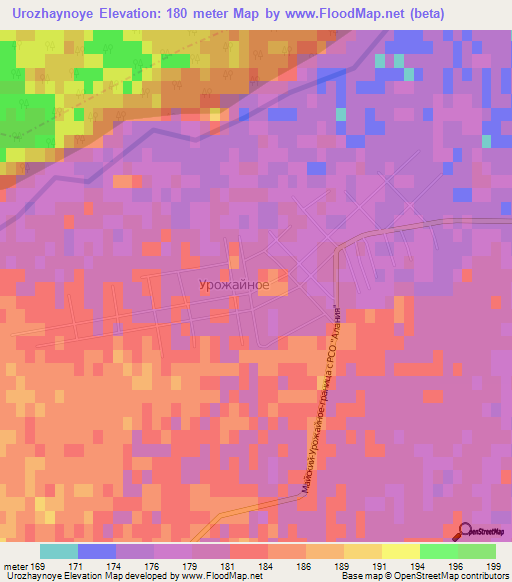 Urozhaynoye,Russia Elevation Map