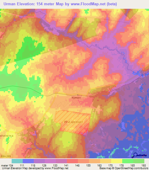 Urman,Russia Elevation Map