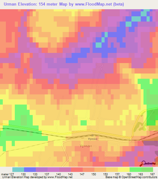 Urman,Russia Elevation Map