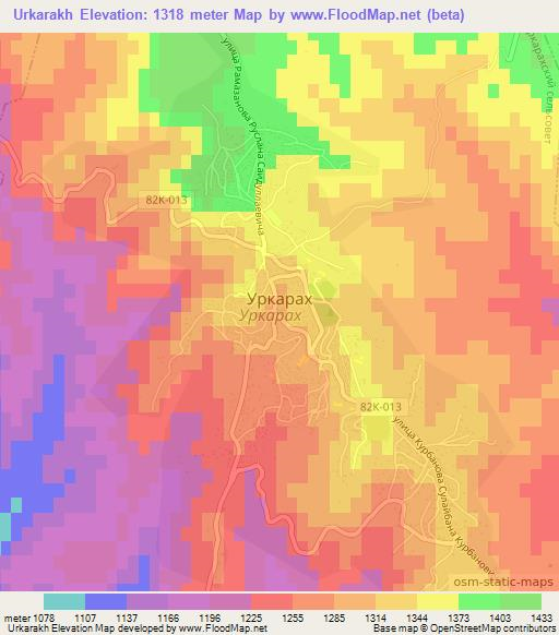 Urkarakh,Russia Elevation Map