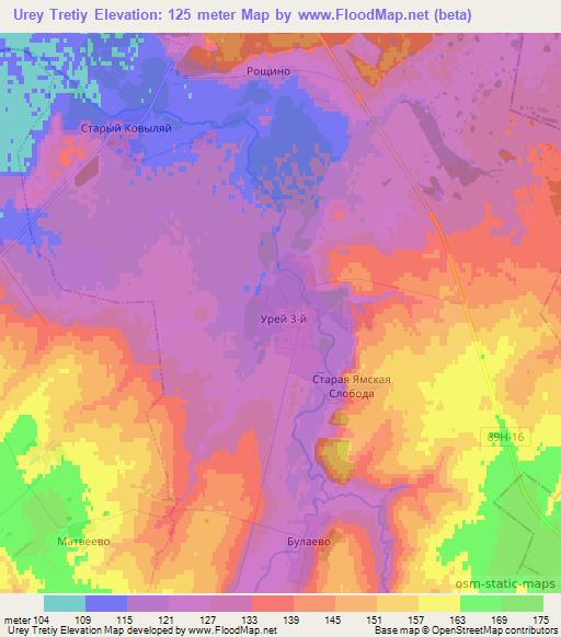 Urey Tretiy,Russia Elevation Map