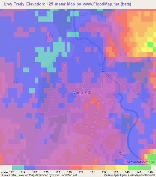Urey Tretiy,Russia Elevation Map