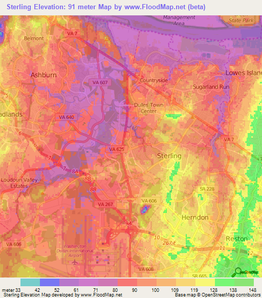 Sterling,US Elevation Map