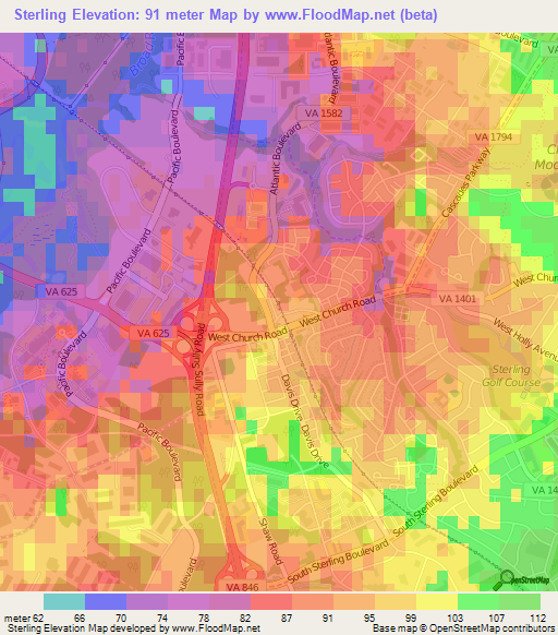 Sterling,US Elevation Map