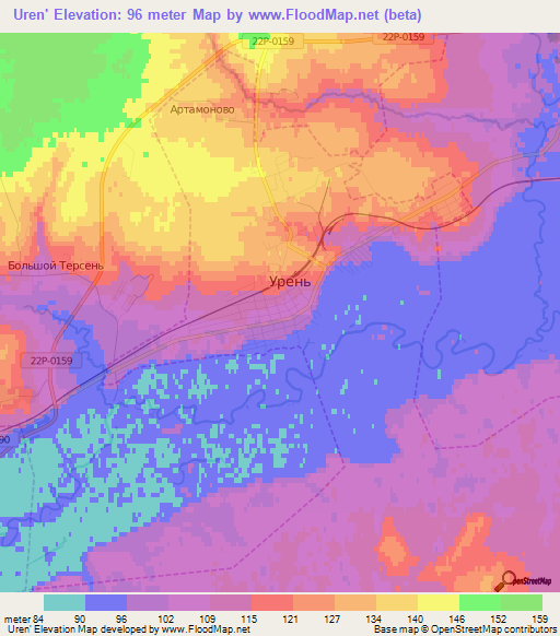 Uren',Russia Elevation Map