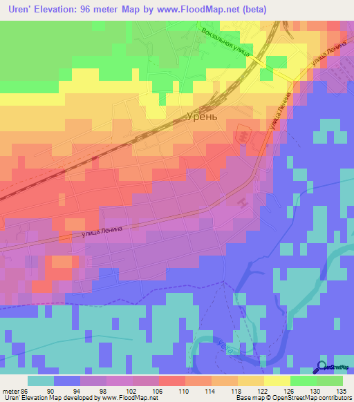 Uren',Russia Elevation Map