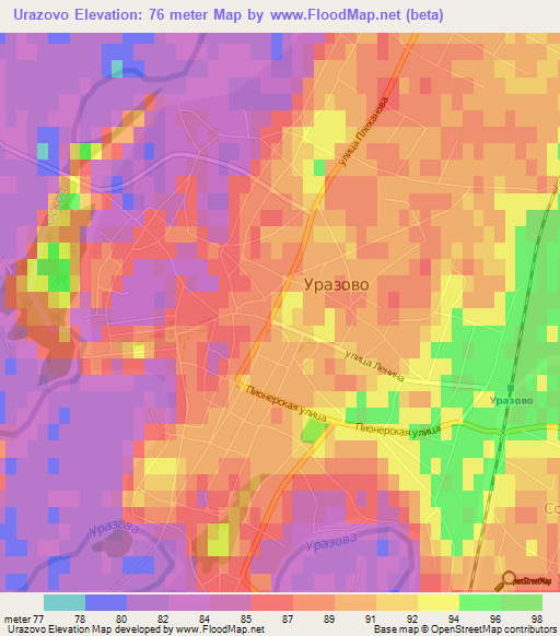 Urazovo,Russia Elevation Map