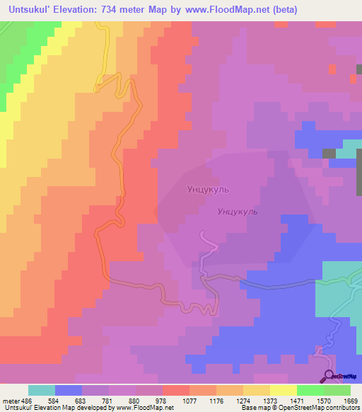 Untsukul',Russia Elevation Map