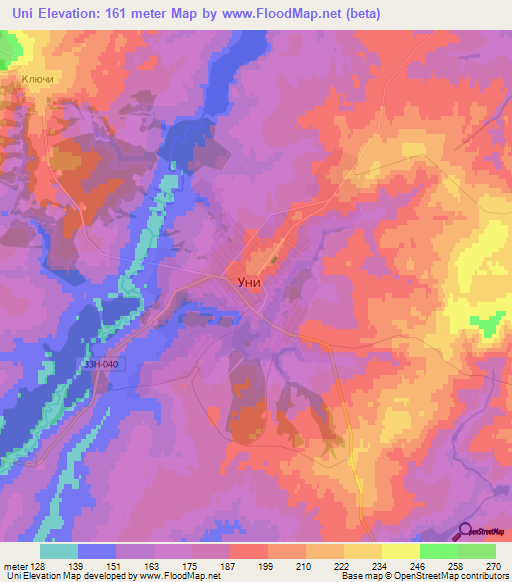 Uni,Russia Elevation Map