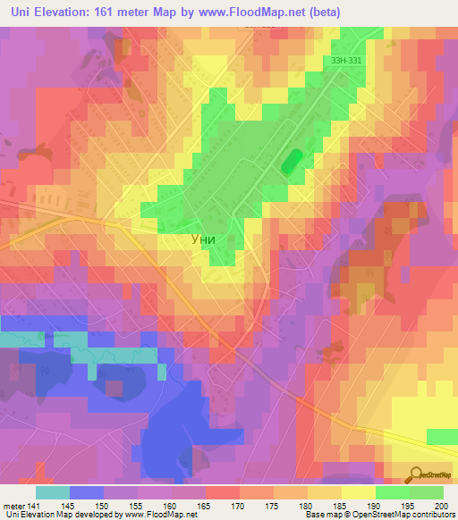 Uni,Russia Elevation Map