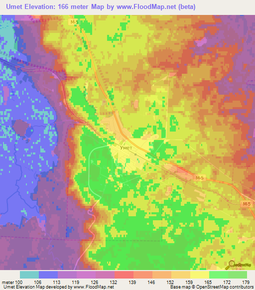 Umet,Russia Elevation Map