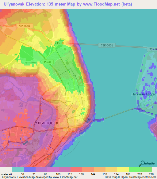 Ul'yanovsk,Russia Elevation Map