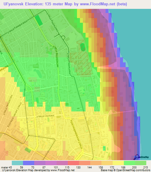 Ul'yanovsk,Russia Elevation Map