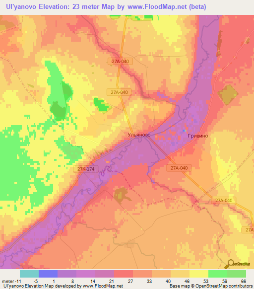 Ul'yanovo,Russia Elevation Map