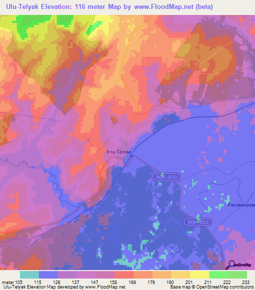 Ulu-Telyak,Russia Elevation Map