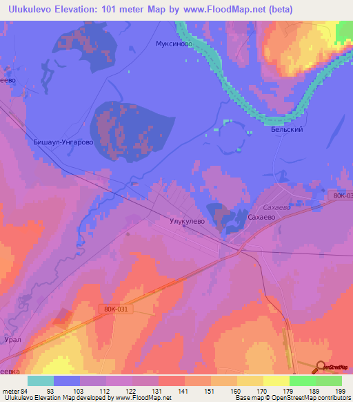 Ulukulevo,Russia Elevation Map