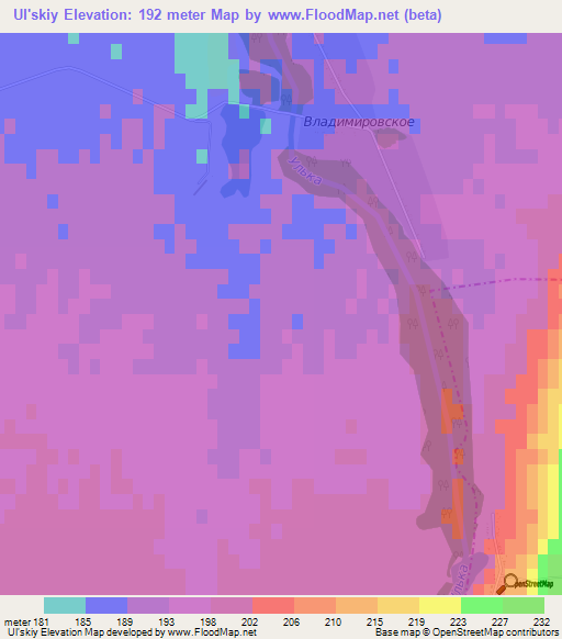 Ul'skiy,Russia Elevation Map